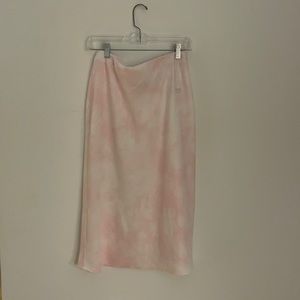 Pink and white tie dye midi skirt